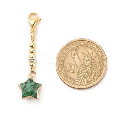 Natural Gemstone Star Pendant Decorations HJEW-JM00648-1