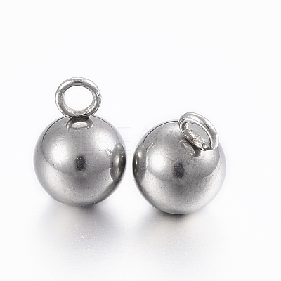 Tarnish Resistant 304 Stainless Steel Sphere Charms X-STAS-H394-11P-1