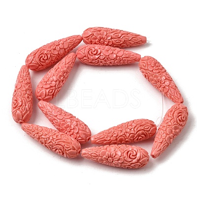 Synthetic Coral Carved Beads Strands CORA-C003-09A-03-1