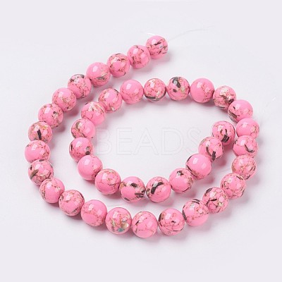 Sea Shell and Synthetic Turquoise Assembled Beads Strands G-G758-01-6mm-1