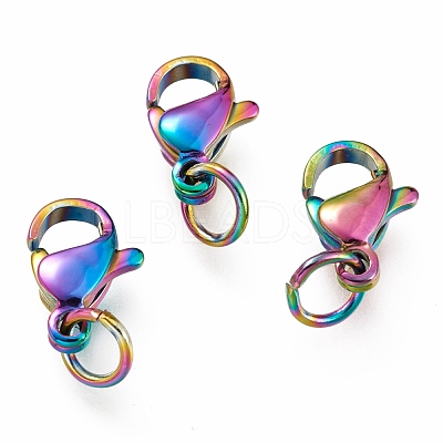 Ion Plating(IP) 304 Stainless Steel Lobster Claw Clasps STAS-G240-01B-C-1