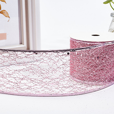 Glitter Polyester Satin Ribbon AJEW-WH0472-28B-1