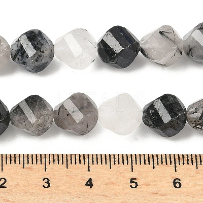 Natural Tourmalinated Quartz/Black Rutilated Quartz Beads Strands G-C267-B02-1