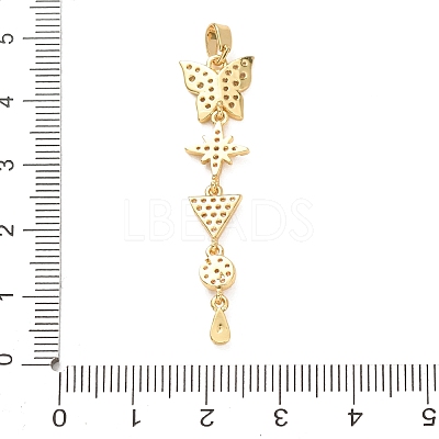 Tassel Brass Micro Pave Clear Cubic Zirconia Pendants KK-L271-01G-07-1