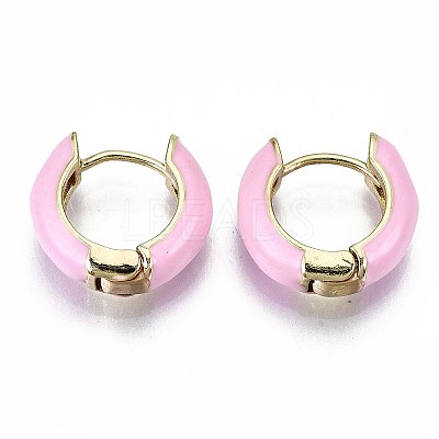 Brass Huggie Hoop Earrings LS-EJEW-S209-01E-1