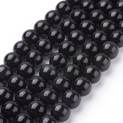 Natural Obsidian Beads Strands X-G-G099-12mm-24-1