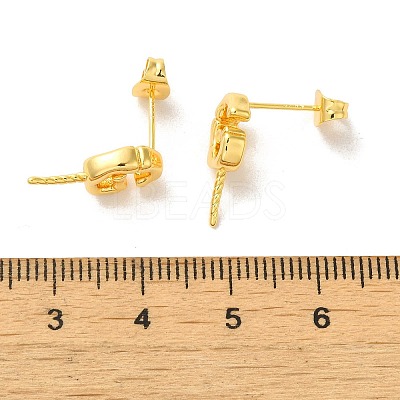 Brass Stud Earrings Findings EJEW-H128-04G-1
