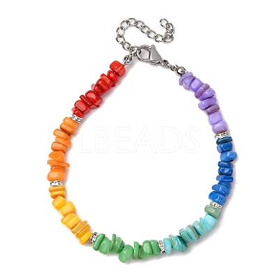 Chakra Dyed Natural Freshwater Shell Beaded Bracelets for Women BJEW-JB12476-1