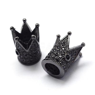 Rack Plating Brass Cubic Zirconia Beads ZIRC-S034-01B-1