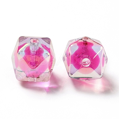 Two Tone UV Plating Rainbow Iridescent Acrylic Beads TACR-D010-02I-1