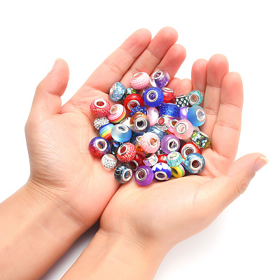 Acrylic & Resin & Polymer Clay Rhinestone European Beads FPDL-S015-04B-1