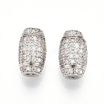 925 Sterling Silver Micro Pave Clear Cubic Zirconia European Clasps STER-T007-143P-1