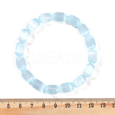 Dyed Natural Selenite Column Beaded Stretch Bracelets for Women BJEW-I312-05B-1