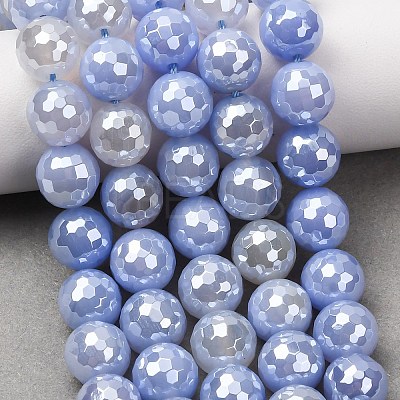 Electroplated Natural Agate Beads Strands G-B191-A07-10mm-16-1