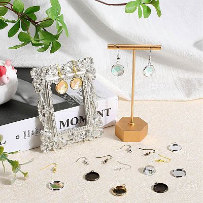 DIY Blank Dome 304 Stainless Steel Dangle Earrings Making Kit DIY-SC0024-39-1
