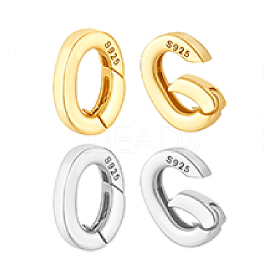 4Pcs 2 Colors 925 Sterling Silver Spring Gate Rings STER-PH0003-91-1