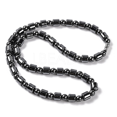 Column & Round Synthetic Non-magnetic Hematite Beaded Necklaces NJEW-Q341-05-1