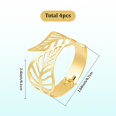 4Pcs Leaf Iron Cuff Bangles BJEW-SP0001-15G-1