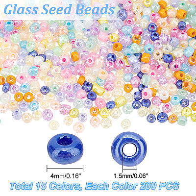 15 Colors Glass Seed Beads SEED-PH0012-08-1