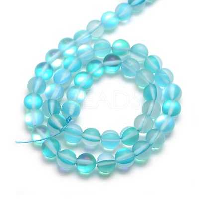 Synthetic Moonstone Beads Strands G-F142-6mm-03-1