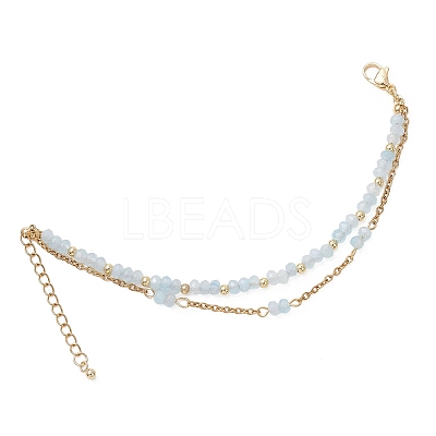 Adjustable Natural Malaysia Jade & 304 Stainless Steel Multi-strand Bracelets BJEW-JB13035-01-1