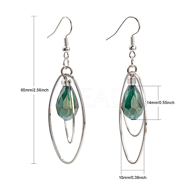 Trendy Glass Teardrop Dangle Earrings EJEW-JE00529-1