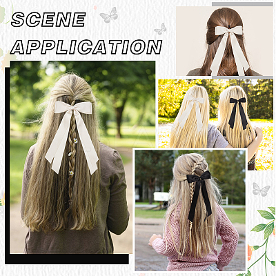 Big Bowknot Polyester Alligator Hair Clips AJEW-CP0008-42B-04-1