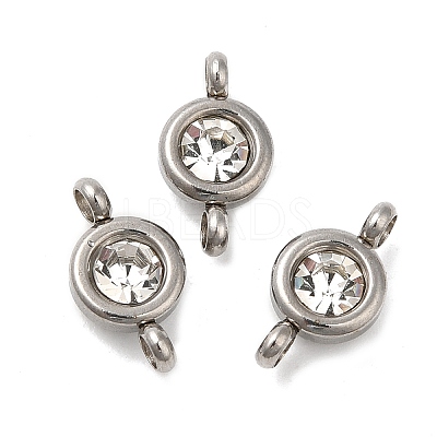 304 Stainless Steel Single Rhinestone Connector Charms STAS-E194-13P-1