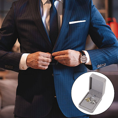 Flocking Plastic Cufflink Gift Storage Boxes CON-WH0089-266-1