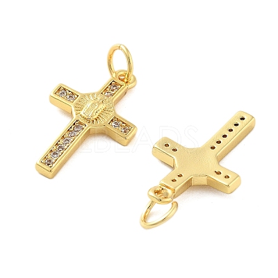 Brass Micro Pave Cubic Zirconia Pendants KK-C092-21F-G-1