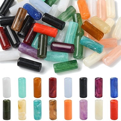 30Pcs 3 Colors Column Imitation Gemstone Acrylic Beads OACR-YW0002-52A-1