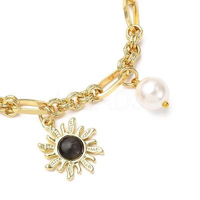 Cat Eye Charm Bracelets BJEW-JB12420-03-1