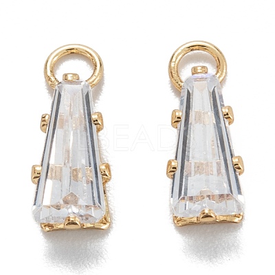 Brass Clear Cubic Zirconia Charms ZIRC-G170-10G-1
