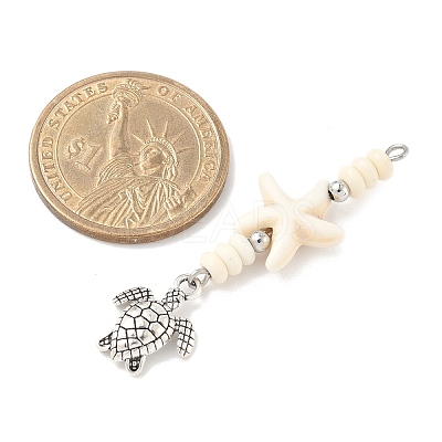 7Pcs 7 Styles Ocean Alloy & Starfish Rondelle Synthetic Turquoise Beaded Big Pendants PALLOY-JF04012-1