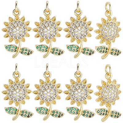 10Pcs Brass Micro Pave Cubic Zirconia Pendants KK-BBC0020-63-1