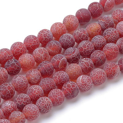Natural & Dyed Crackle Agate Bead Strands G-T056-8mm-05-1