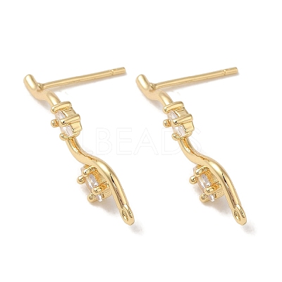 Brass with Clear Cubic Zirconia Stud Earring Findings KK-G499-02G-1