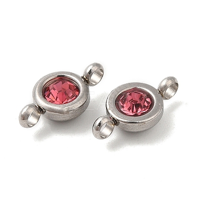 304 Stainless Steel Single Rhinestone Connector Charms STAS-E194-13P-M-1