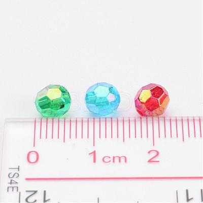 AB Color Transparent Acrylic Faceted Round Beads X-PL642-1