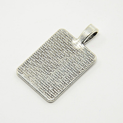 Tibetan Style Alloy Rectangle Pendant Cabochon Settings X-TIBEP-M021-A-05AS-RS-1