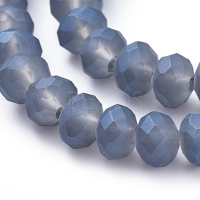 Full Rainbow Plated Faceted Rondelle Glass Beads Strands EGLA-J054-6x4mm-FR04-1