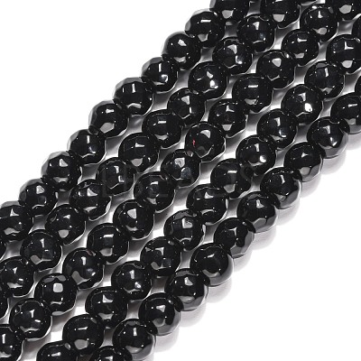 Black Stone Beads Strands G-I087-6mm-1