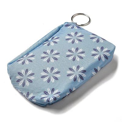 Flower Print Cotton Cloth Wallets with Alloy Zipper AJEW-B024-03B-1