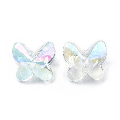 UV Plating Rainbow Iridescent Acrylic Beads OACR-H015-04-1