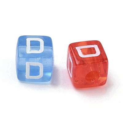 Spray Painted Transparent Acrylic Beads MACR-K365-07D-1