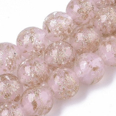 Handmade Gold Sand Lampwork Beads Strands LAMP-T007-06K-1