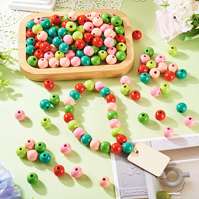 240Pcs 6 Colors Natural Wooden Beads WOOD-TA0002-74E-1