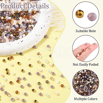 1000Pcs 10 Colors Electroplate Transparent Glass Beads EGLA-YW0005-72C-1