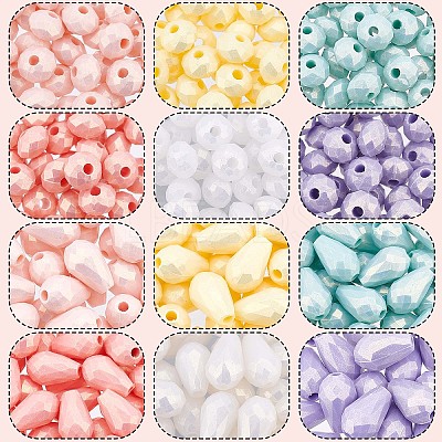 960Pcs 12 Style Spray Painted Acrylic Beads MACR-NB0001-20-1