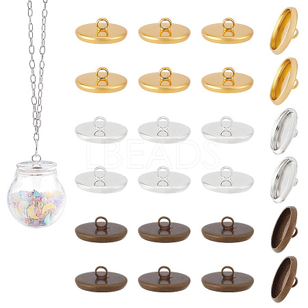 30Pcs 3 Colors Iron Bead Cap Pendant Bails STAS-PH0004-67-1